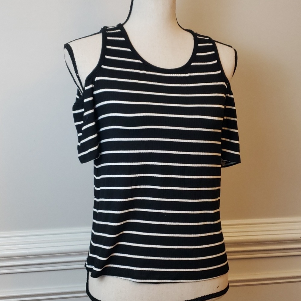 Striped Cold Shoulder Top